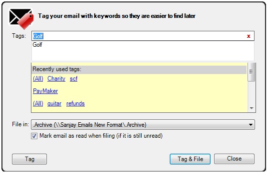 outlook 2016 archive email with subject line